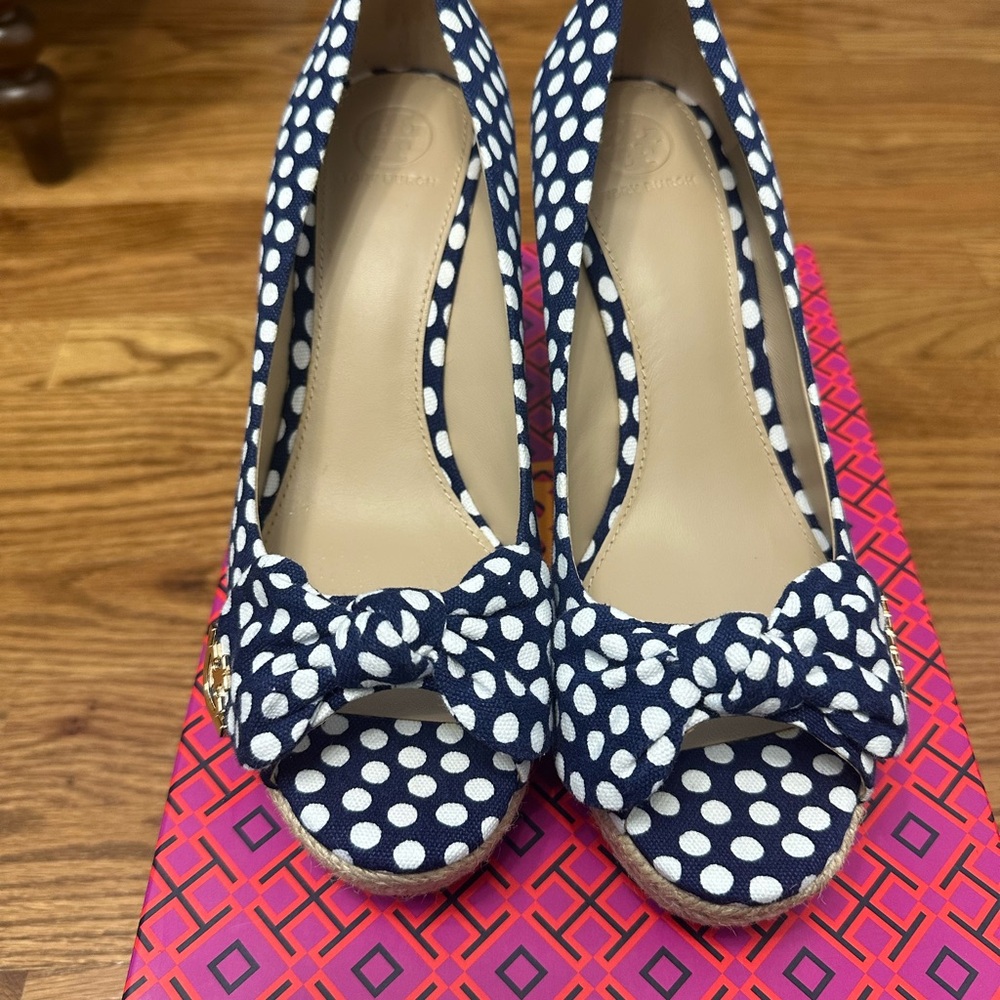 Tory Burch Dory 85mm Peep Toe Espadrille Nautical Dots 425